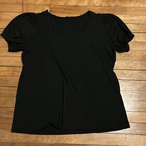 Women’s Black Tshirt with cap puff sleeve and square neck 2XL